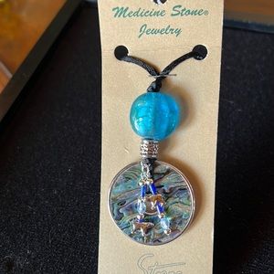 Abalone Shell, Bead and Silver Necklace